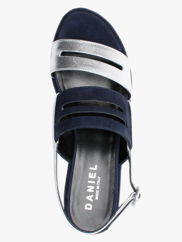 Sarai Navy Suede Two Tone Wedge Sandals