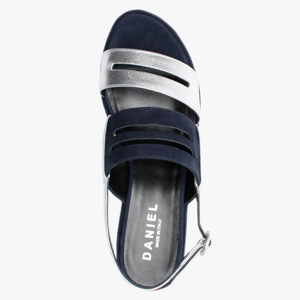 Sarai Navy Suede Two Tone Wedge Sandals