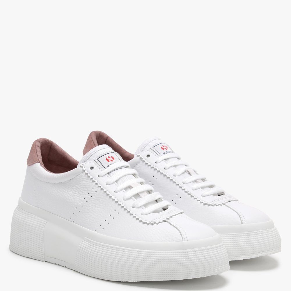 2822 Club UP5 White Leather Rose Burlwood Flash Chunky Trainers