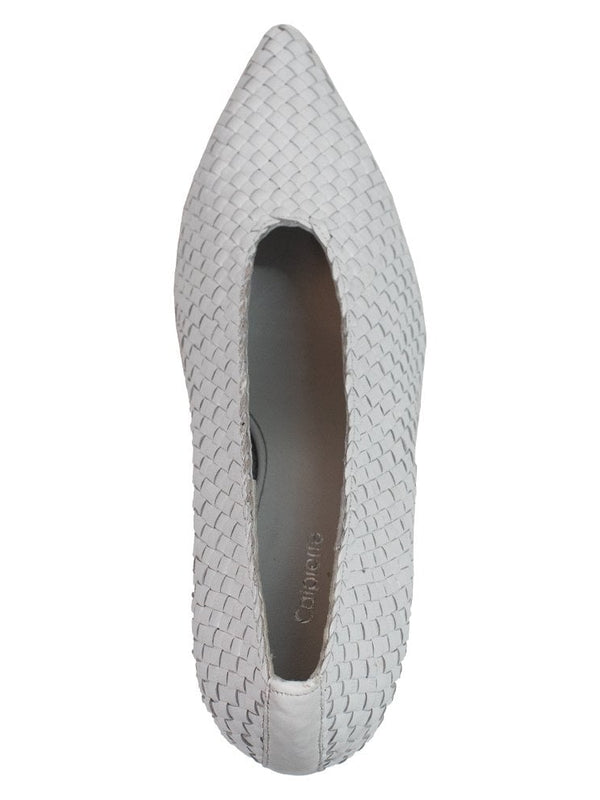 Hatton White Leather Woven Court Shoes