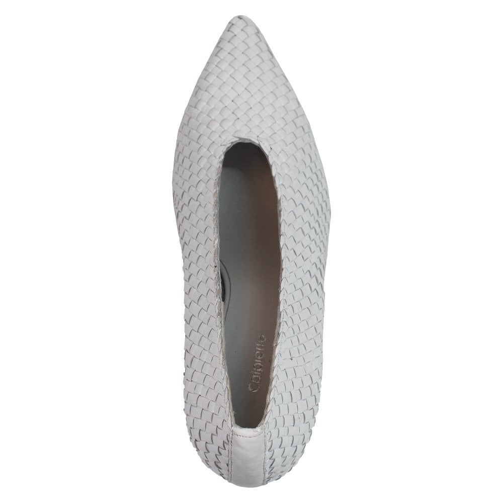 Hatton White Leather Woven Court Shoes