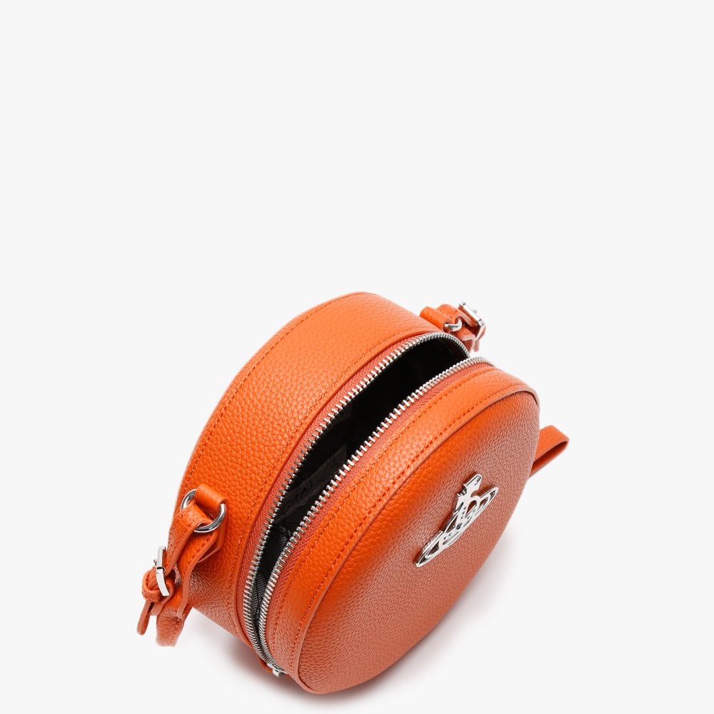 Johanna Orange Vegan Round Cross-Body Bag