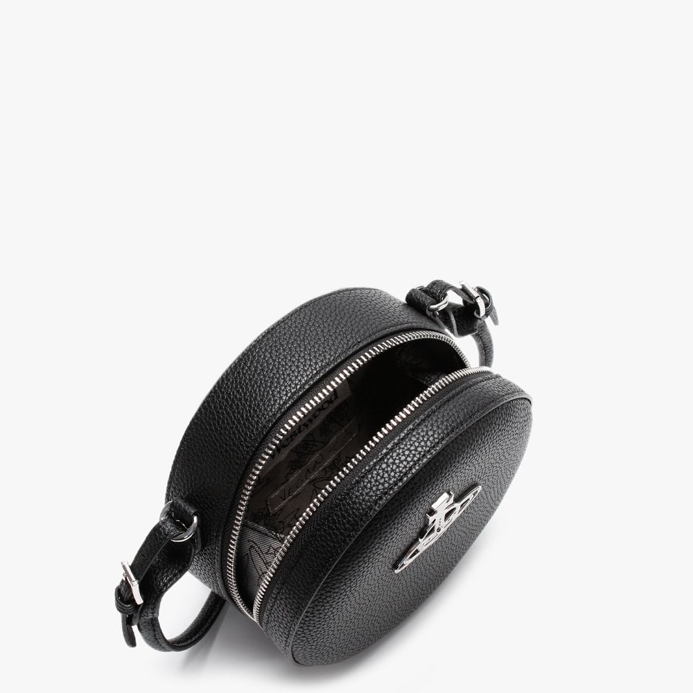 Johanna Black Vegan Round Cross-Body Bag