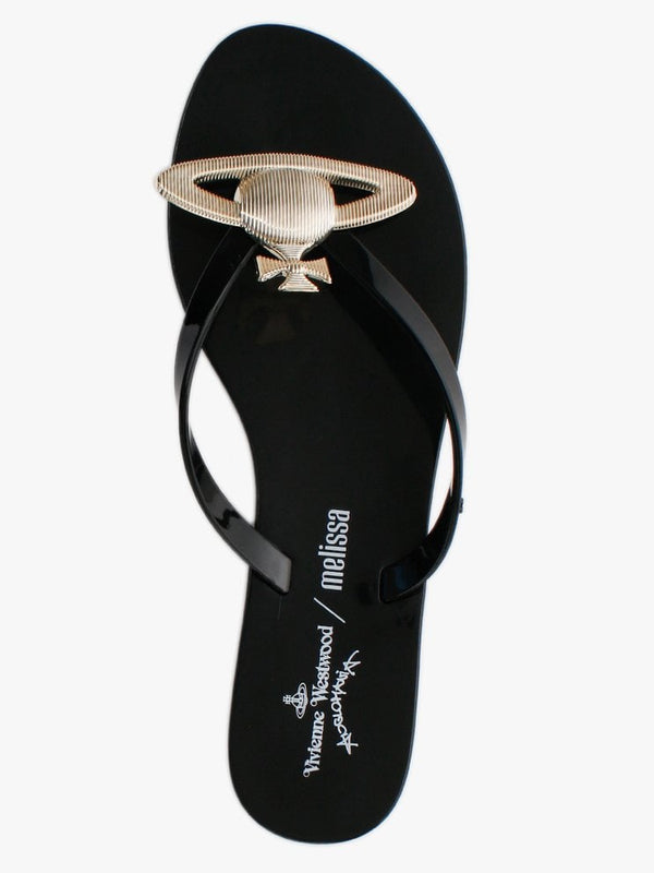 x Melissa Harmonic Orb Black Flip Flops