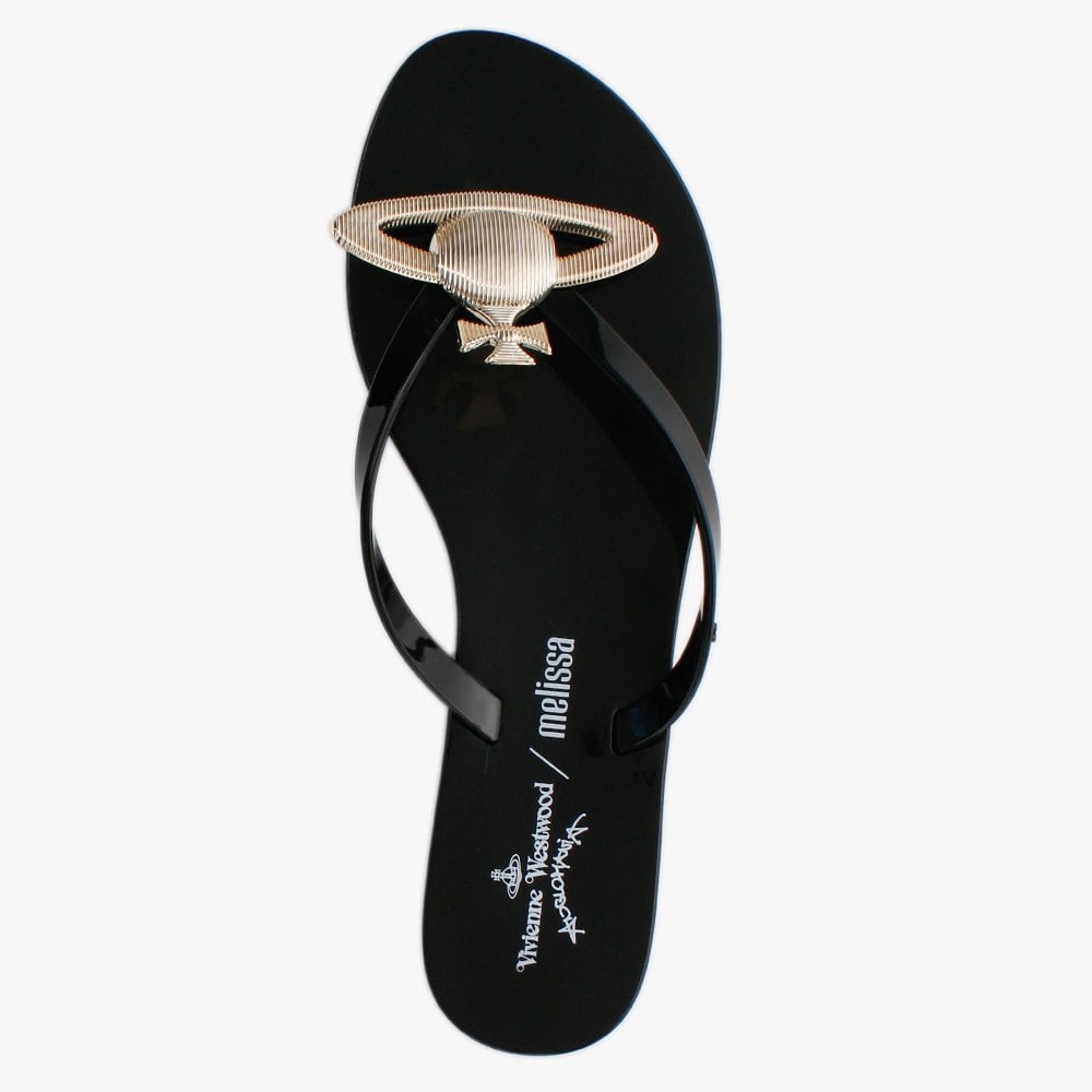 x Melissa Harmonic Orb Black Flip Flops