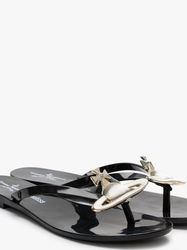 x Melissa Harmonic Orb Black Flip Flops
