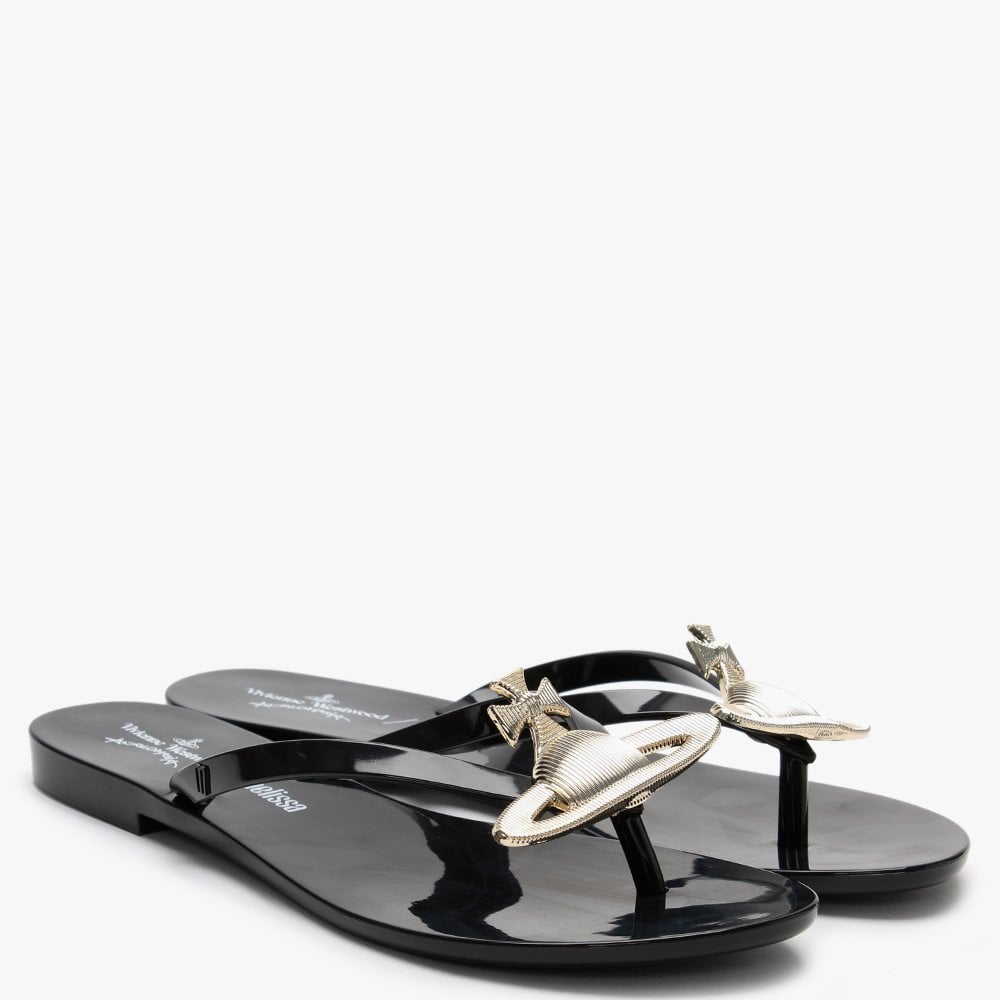 x Melissa Harmonic Orb Black Flip Flops
