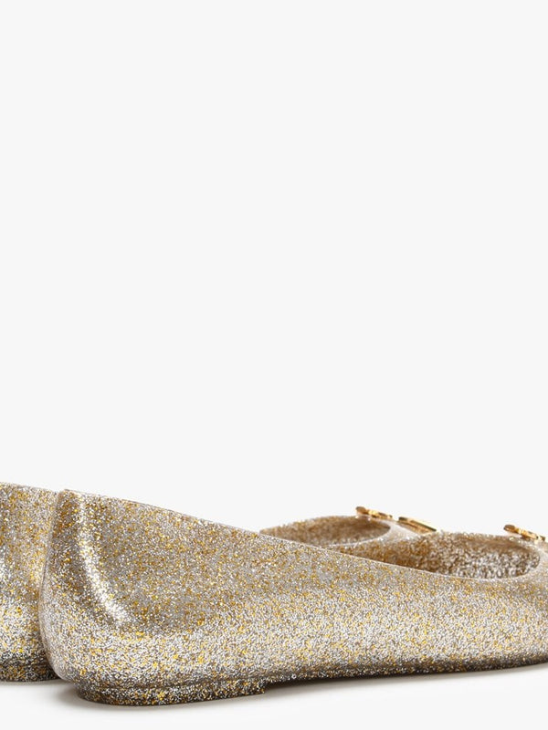 x Melissa Space Love 21 Gold Glitter Orb Ballet Pumps