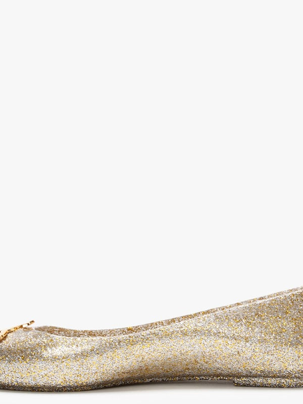 x Melissa Space Love 21 Gold Glitter Orb Ballet Pumps