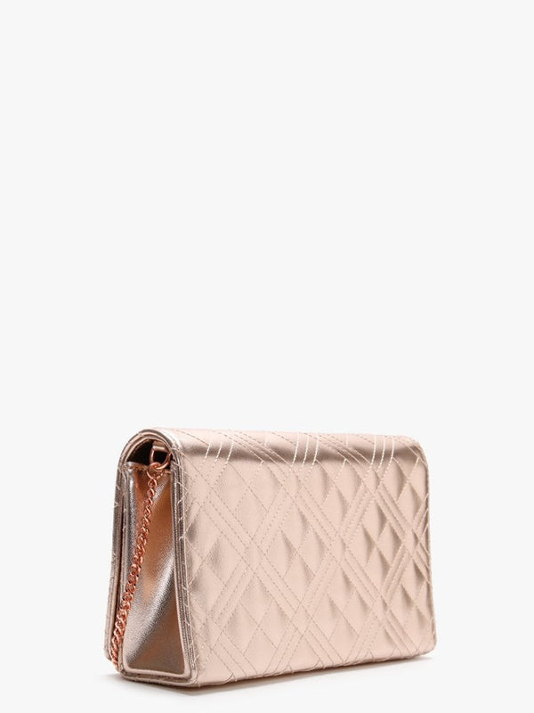 Quilted Rose Gold Clutch Bag