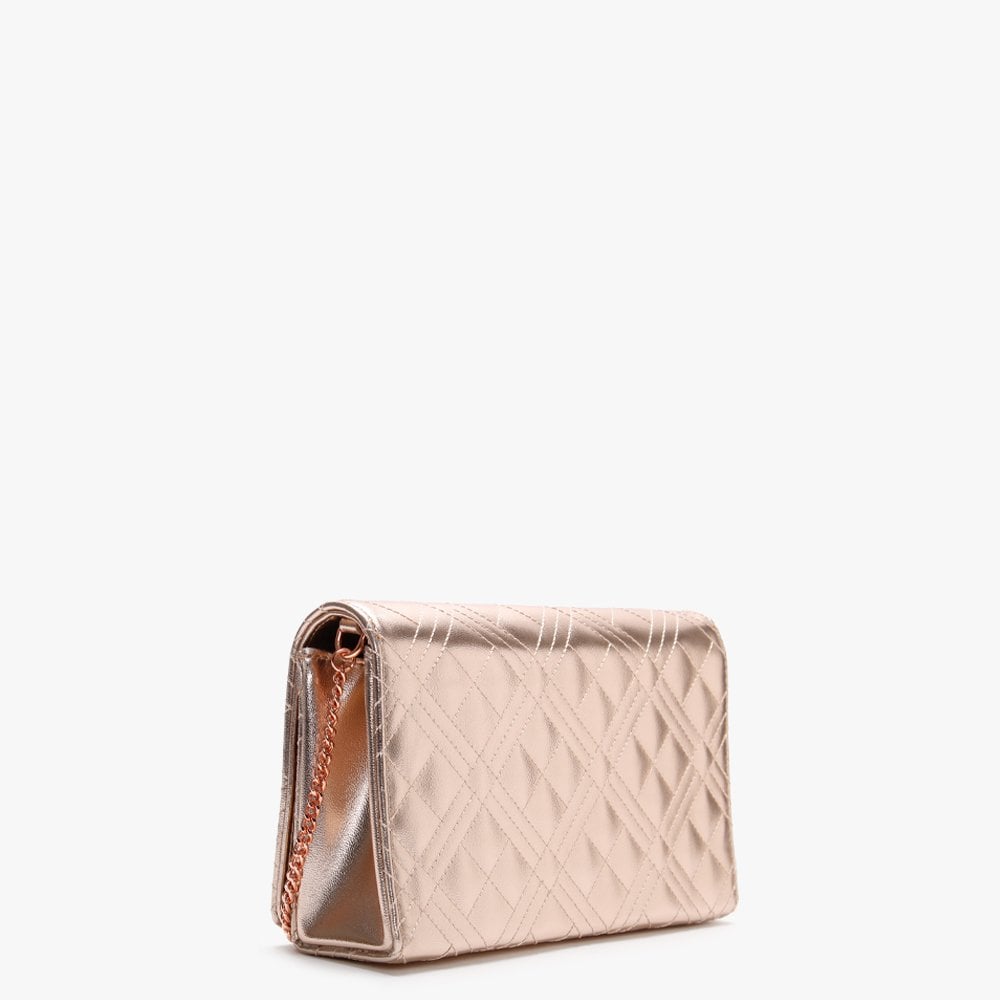 Quilted Rose Gold Clutch Bag