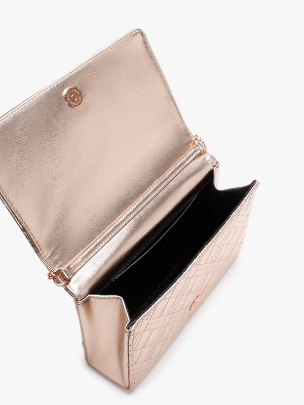 Quilted Rose Gold Clutch Bag