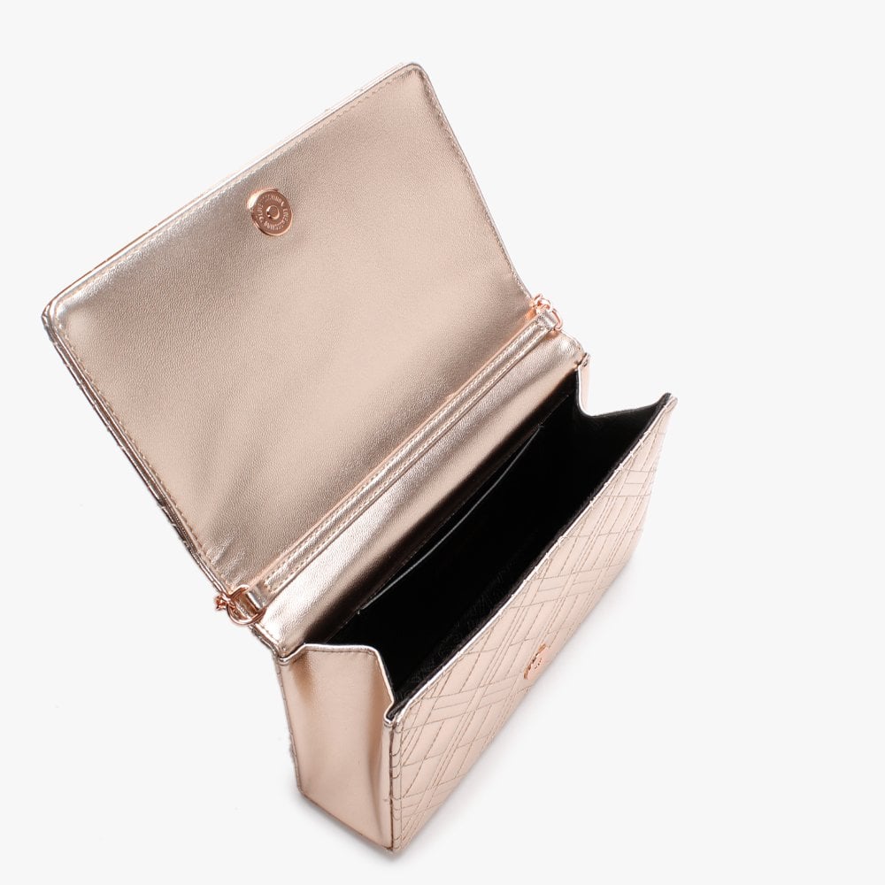 Quilted Rose Gold Clutch Bag