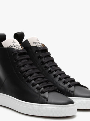 Black Leather High Top Trainers