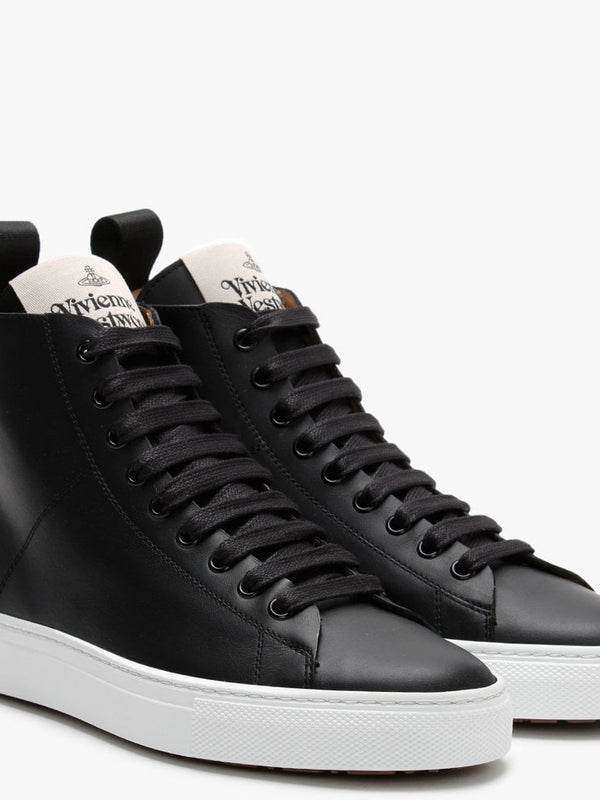 Black Leather High Top Trainers