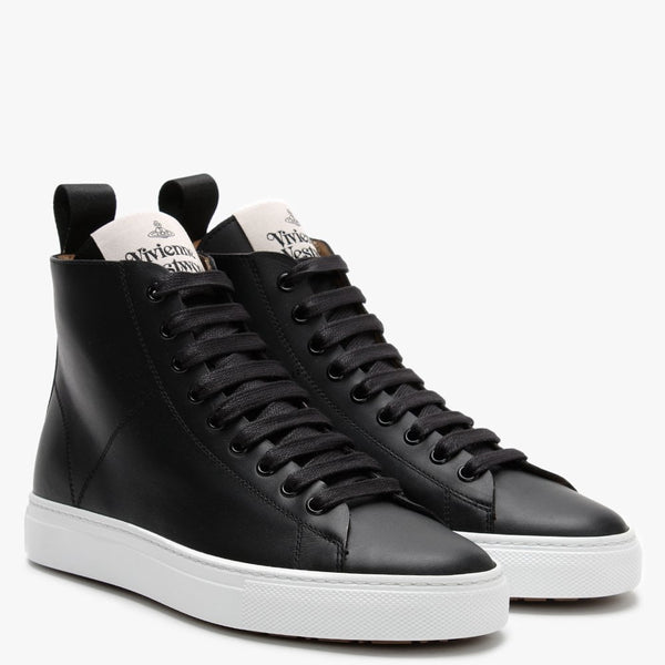 Black Leather High Top Trainers