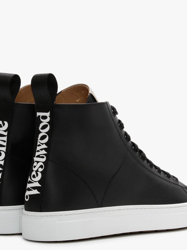 Black Leather High Top Trainers
