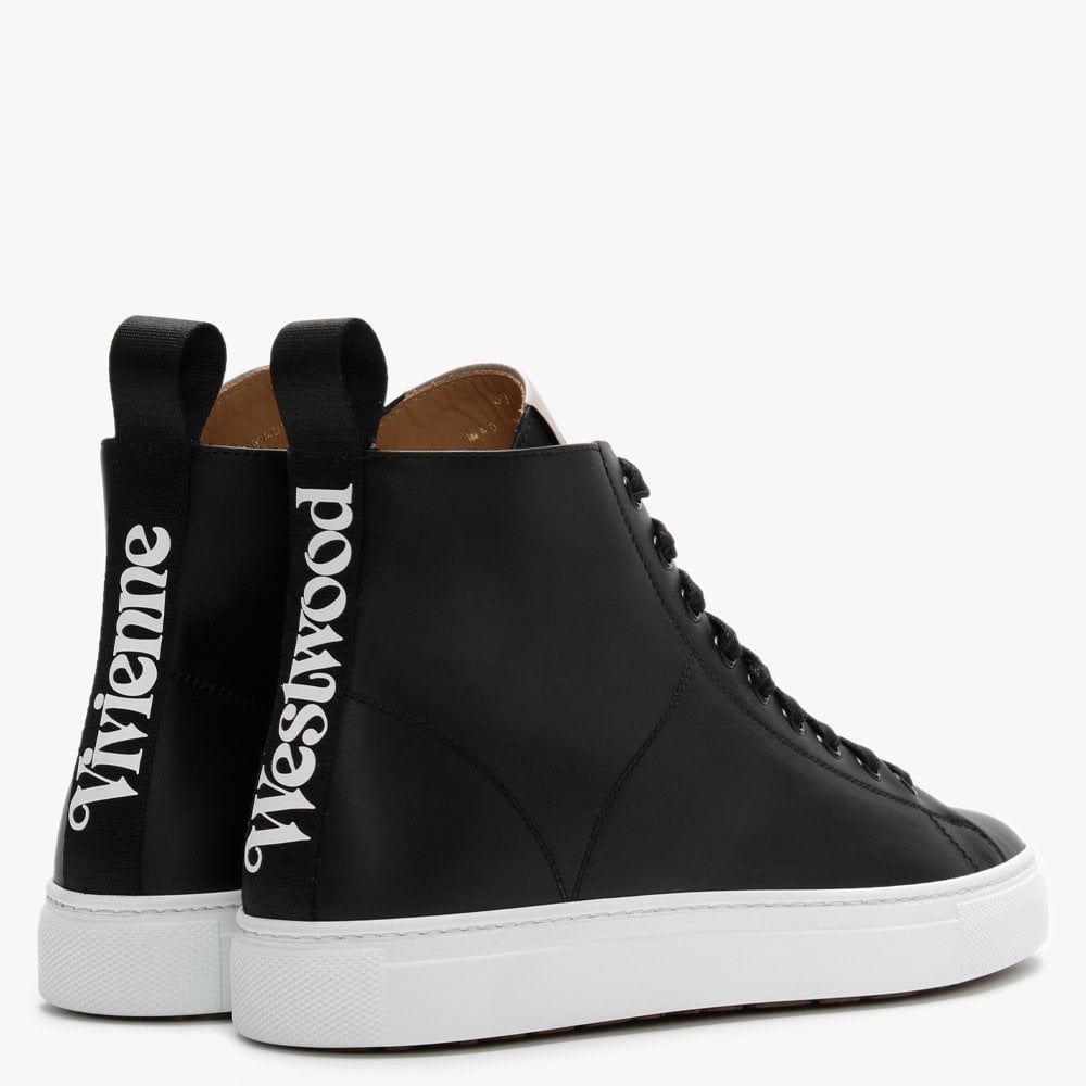 Black Leather High Top Trainers