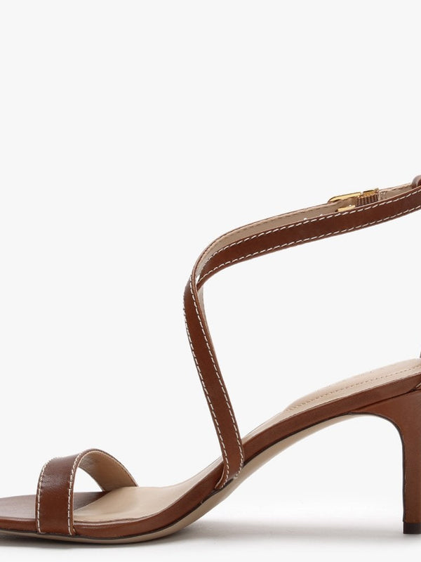 Leaton Tan Leather Cross Strap Sandals