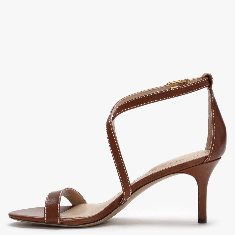Leaton Tan Leather Cross Strap Sandals