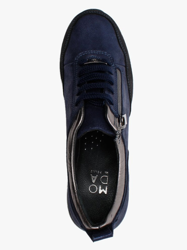 Bethina Navy Metallic Leather Wedge Trainers