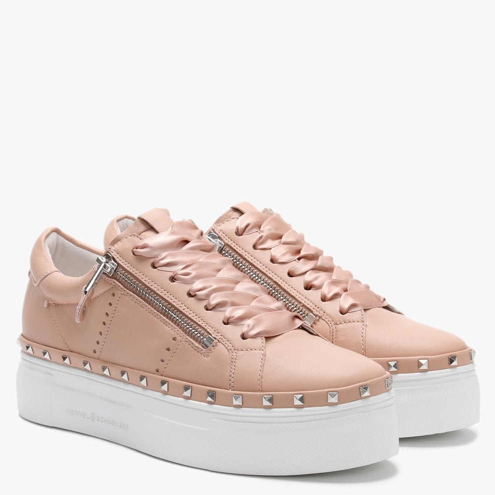 Nano Nude Leather Studded Chunky Trainers