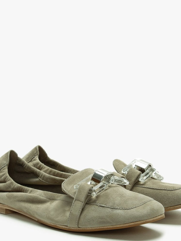 Nina Green Suede Perspex Trim Loafers
