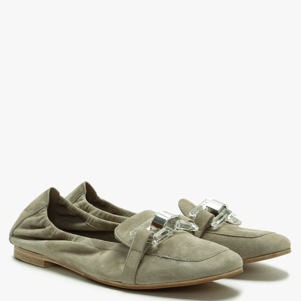 Nina Green Suede Perspex Trim Loafers