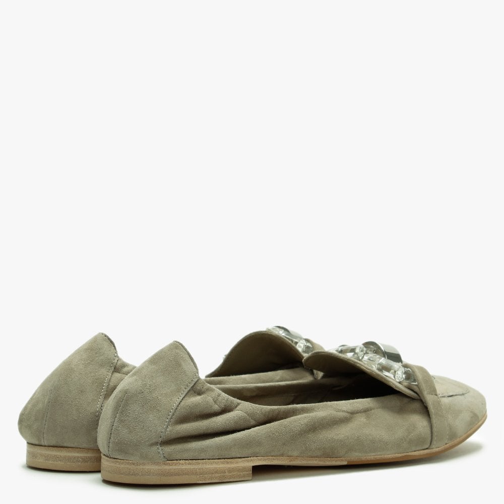 Nina Green Suede Perspex Trim Loafers