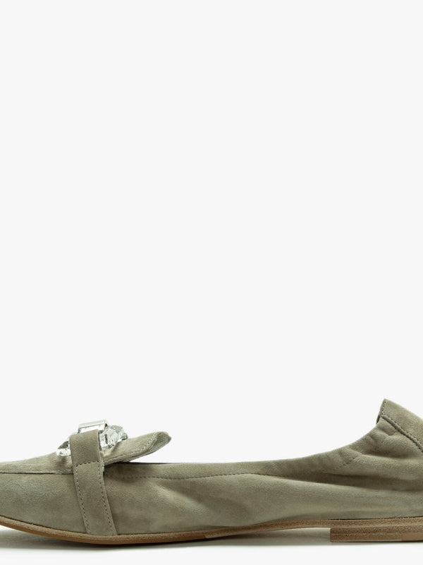 Nina Green Suede Perspex Trim Loafers