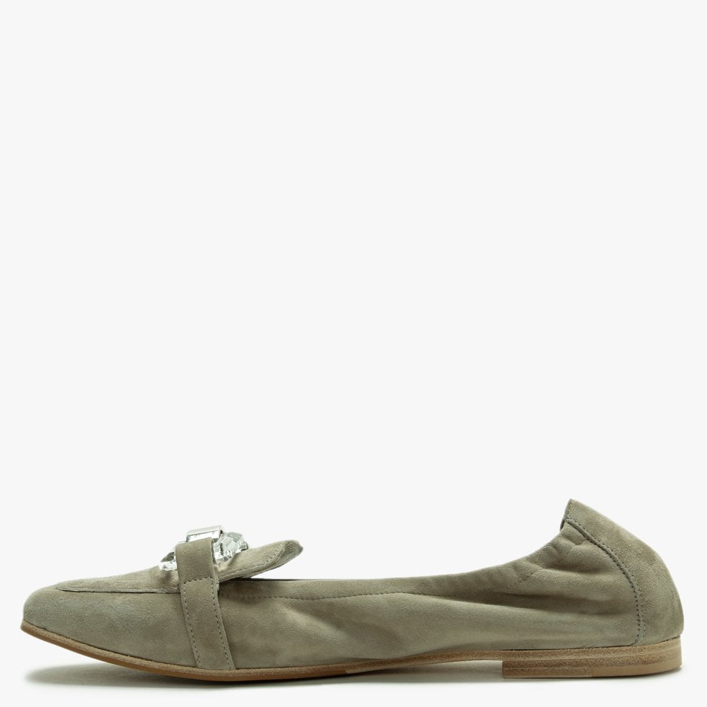 Nina Green Suede Perspex Trim Loafers