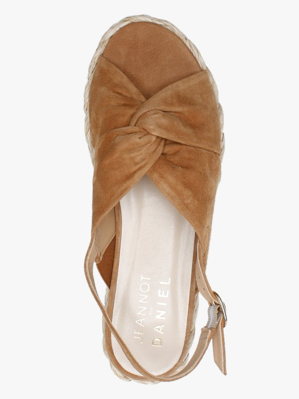 Julianna Tan Suede Knotted Chunky Woven Flatform Sandals