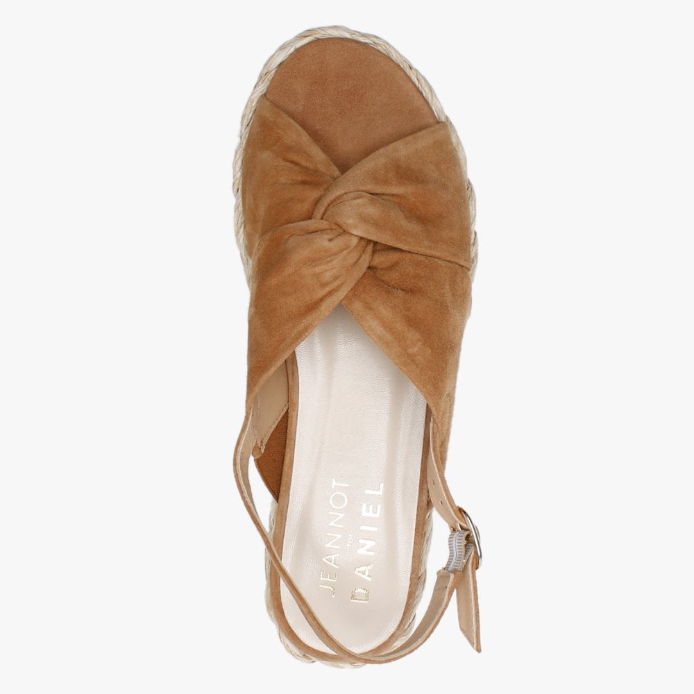 Julianna Tan Suede Knotted Chunky Woven Flatform Sandals