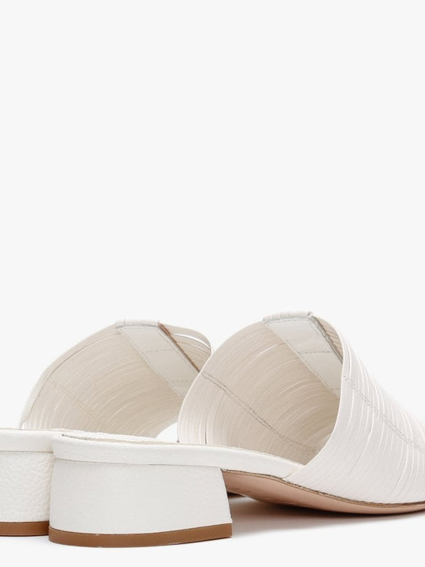 Naomi White Leather Lattice Woven Mules