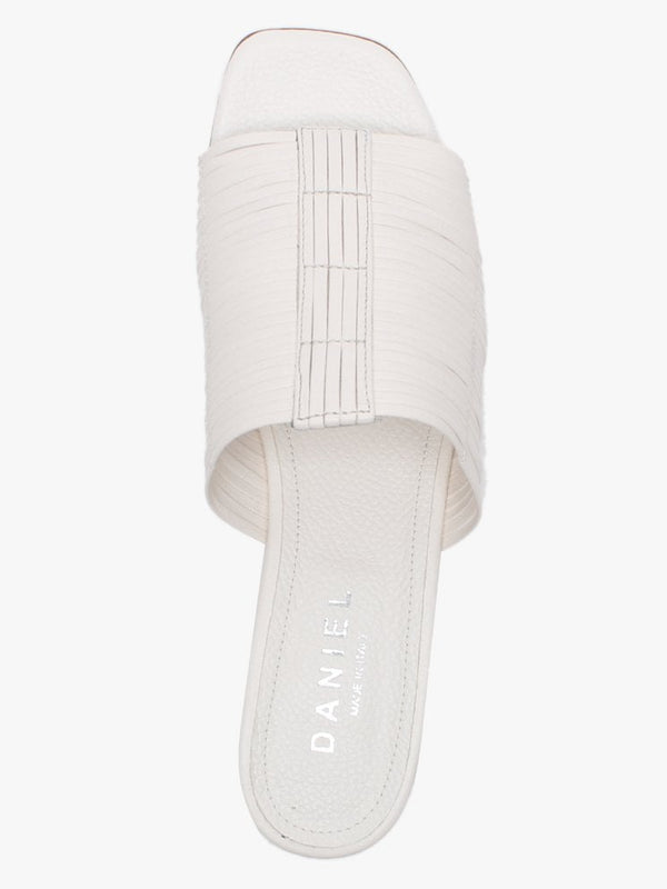 Naomi White Leather Lattice Woven Mules