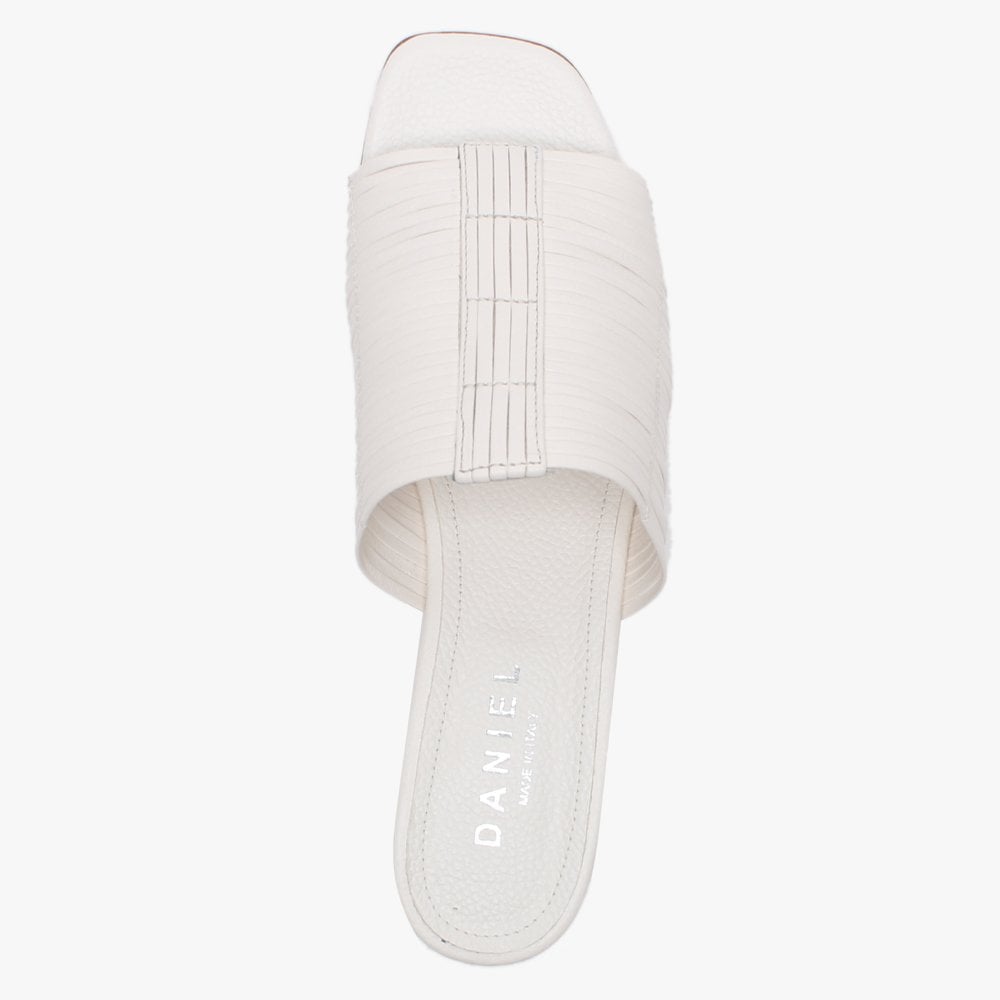 Naomi White Leather Lattice Woven Mules
