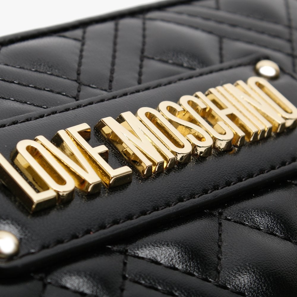 Quilted Black Zip Around Wallet