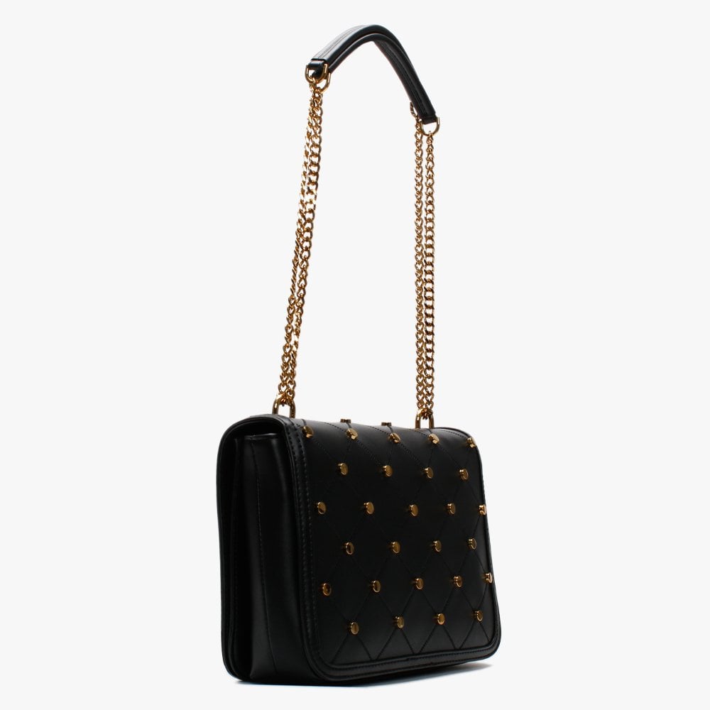 Quilted Black Studded Shoulder Bag