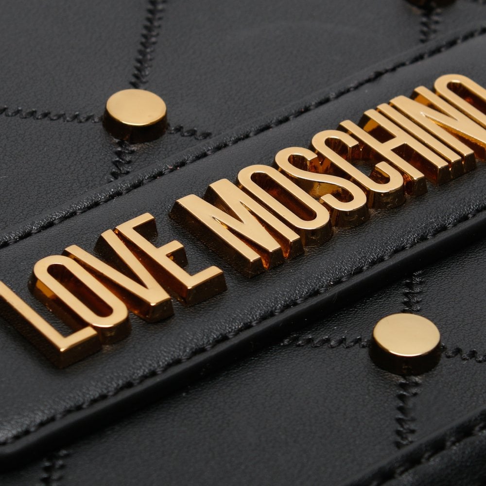 Quilted Black Studded Shoulder Bag