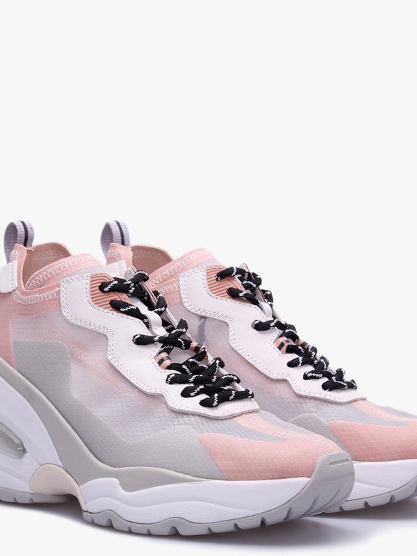 Delight Transparent Pink Suede Wedge Trainers