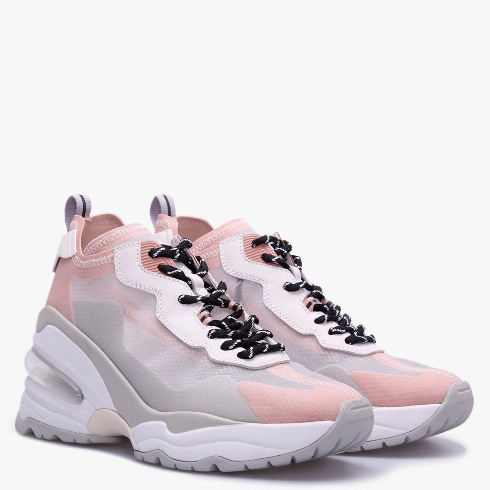 Delight Transparent Pink Suede Wedge Trainers