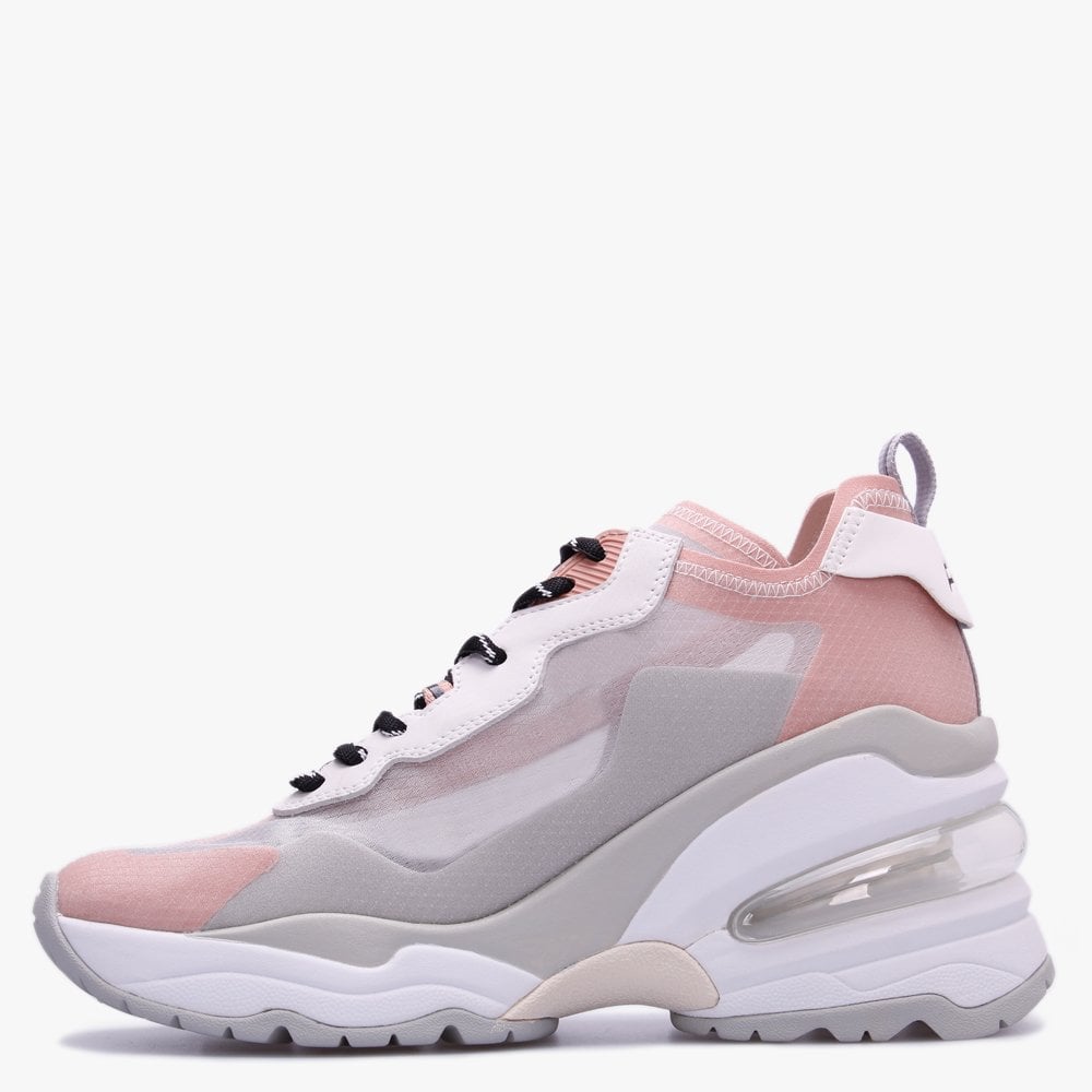 Delight Transparent Pink Suede Wedge Trainers