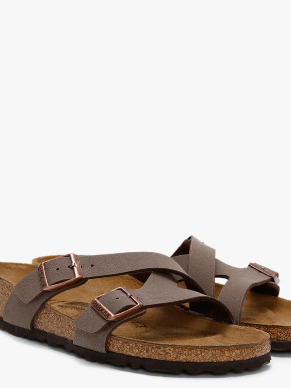 Yao Balance Mocha Birko-Flor Nubuck Cross Strap Mules