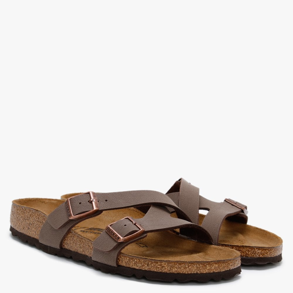 Yao Balance Mocha Birko-Flor Nubuck Cross Strap Mules