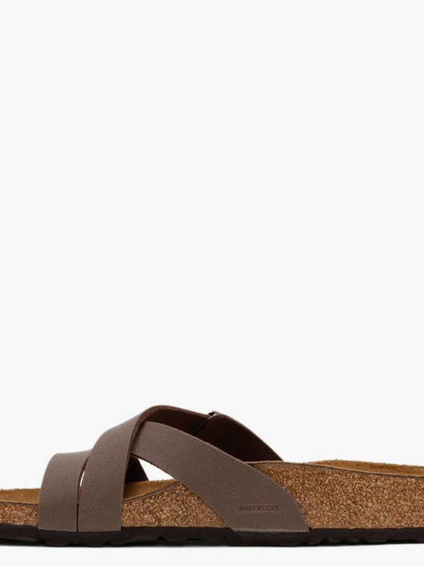 Yao Balance Mocha Birko-Flor Nubuck Cross Strap Mules