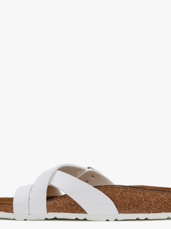 Yao Balance White Birko-Flor Cross Strap Mules