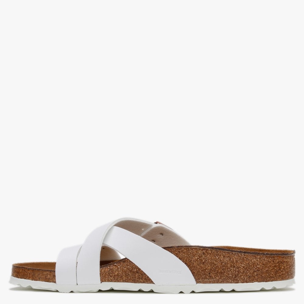 Yao Balance White Birko-Flor Cross Strap Mules