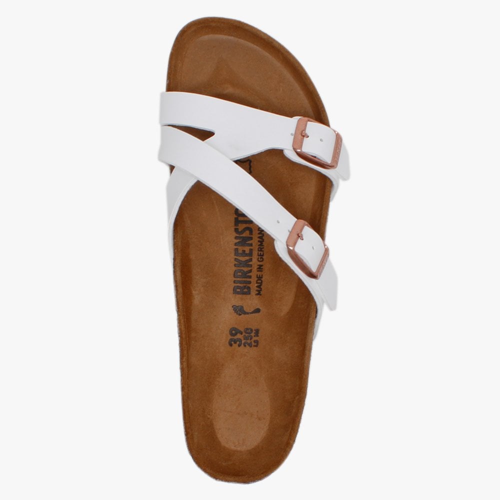 Yao Balance White Birko-Flor Cross Strap Mules