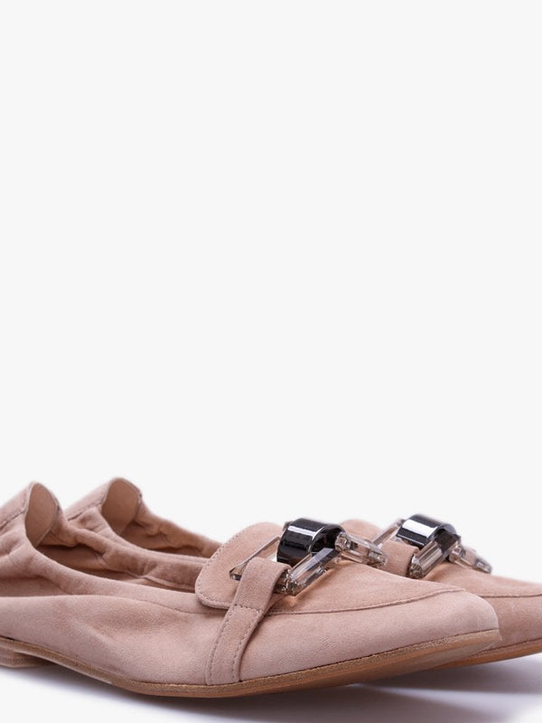 Nina Beige Suede Perspex Trim Loafers