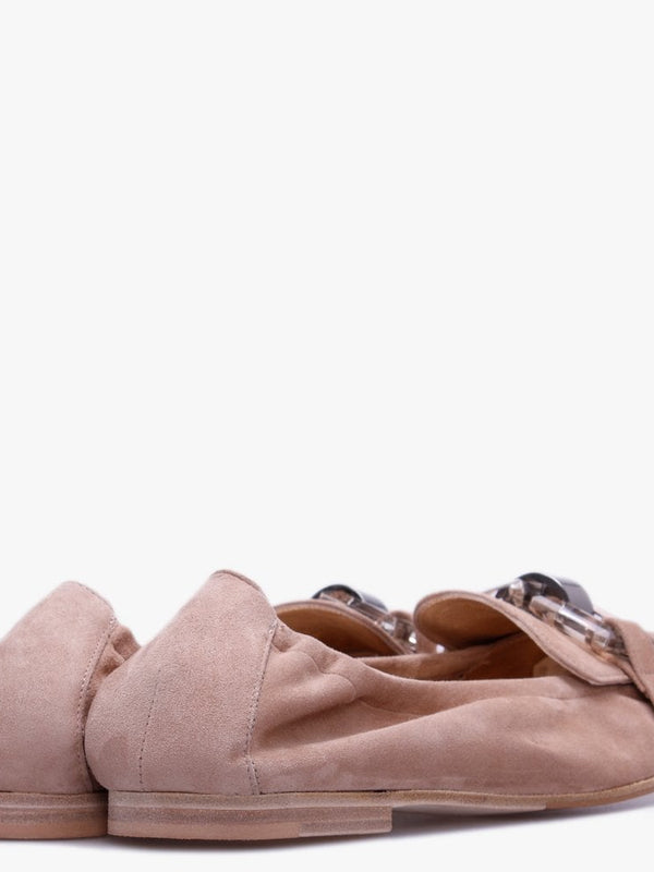 Nina Beige Suede Perspex Trim Loafers